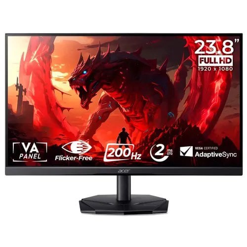 Monitor Gamer Acer Nitro 23.8 200hz 2ms Fhd Hdmi Ips Kg241y Preto 127/220v