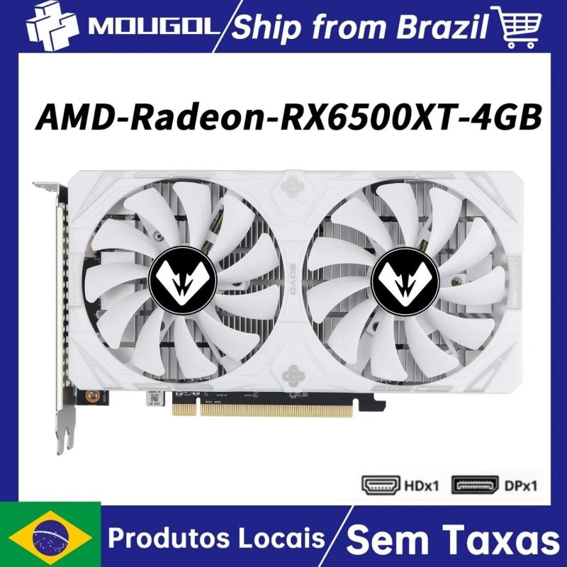 Placa de Vídeo RX 6500 XT MOUGOL Branca 4GB GPU (usada)