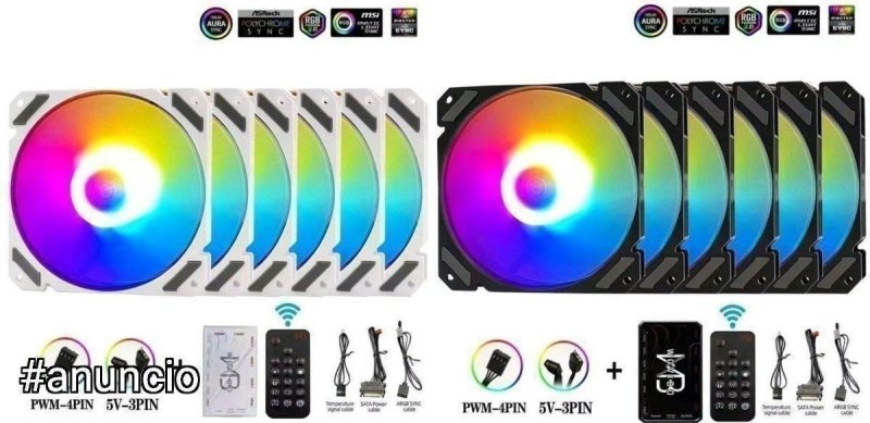 Kit 6 fans wovibo + controladora argb