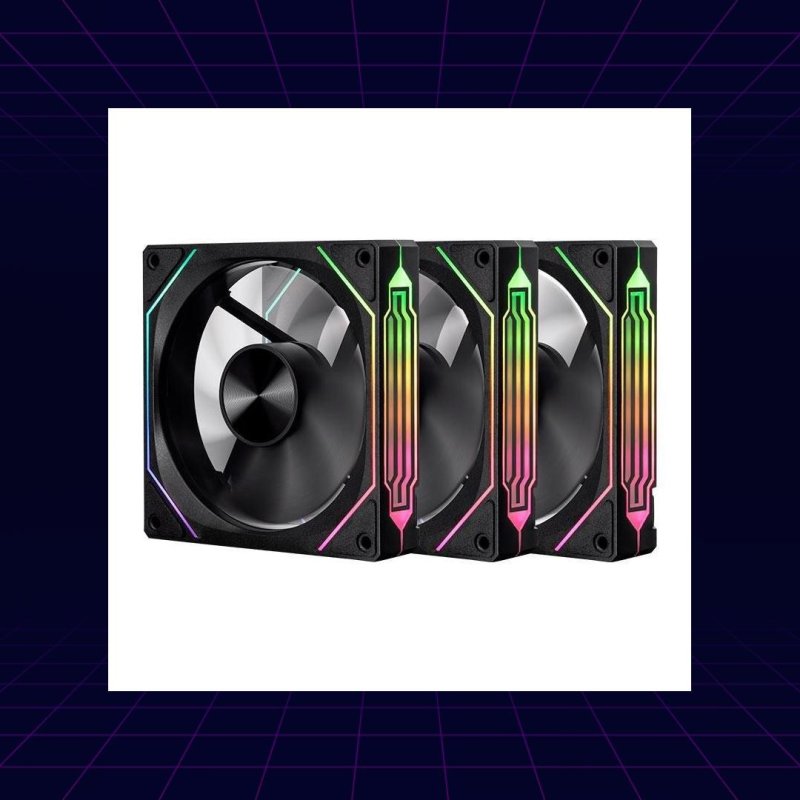 Kit Ventoinhas Pichau Ventus NX Reverse, ARGB, 3x120mm, Preto, PCH-VTNXR3-BK01