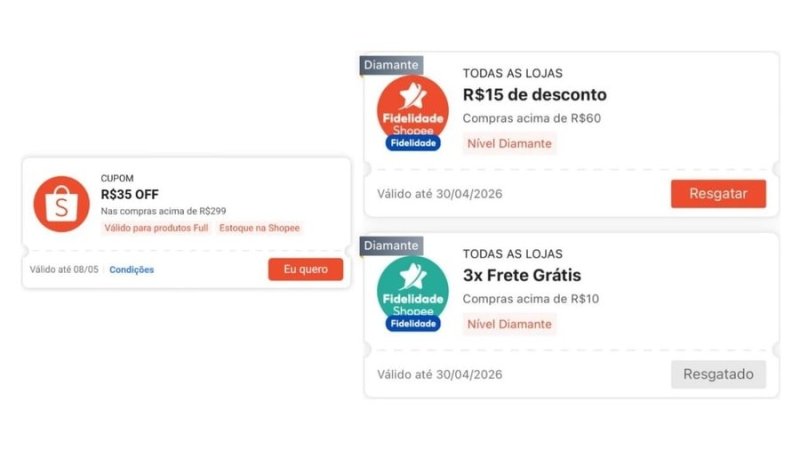 Novos Cupons Shopee