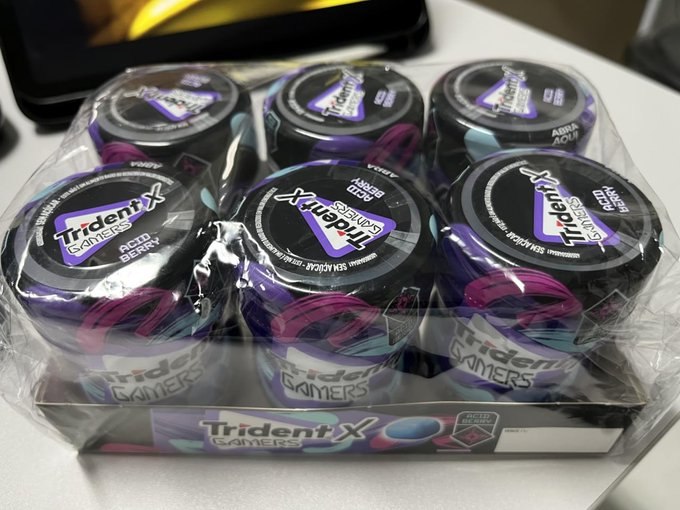 Chiclete Trident X Gamers Acid Berry - Caixa Com 6 Unid De 48,3g