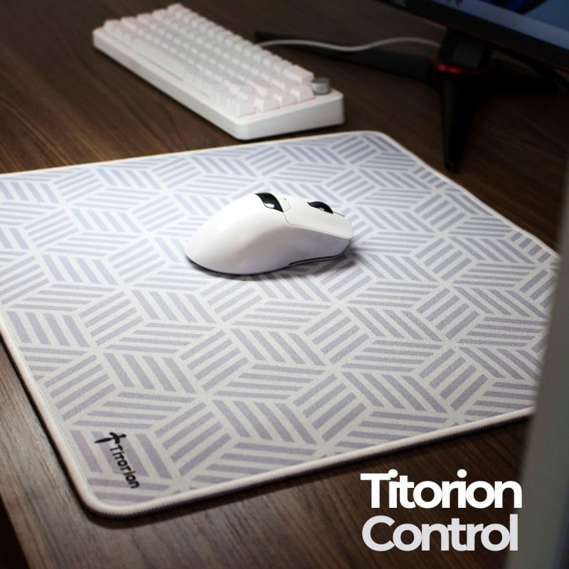 Mouse Pad Gamer Control Profissional 49x42 Deskpad Hexágono Branco Preto Liso Ergonômico - Titorion (Branco Hexágono)