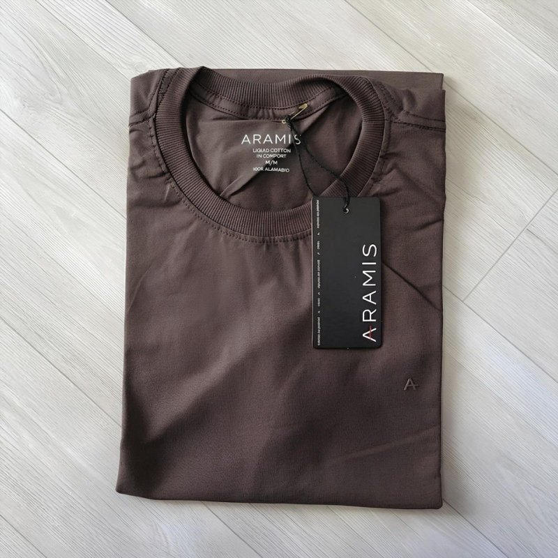 Camiseta Aramis Masculina Basic Lisa Mono Icon Marrom Escuro
