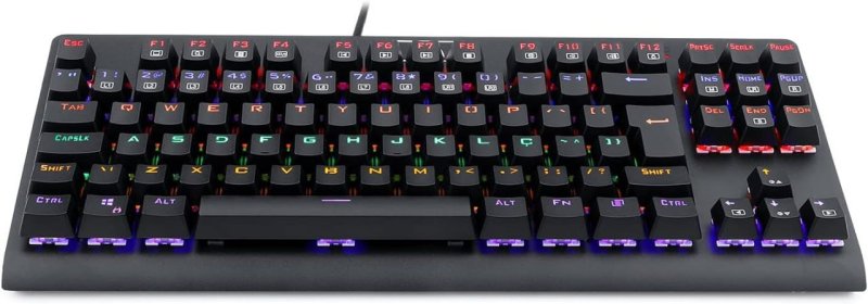 Teclado Mecânico Redragon Dark Avenger Preto Iluminação Rainbow Switch Azul
