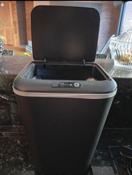 Lixeira Inteligente Sensor Automático 16l Cinza Smart Recarregável Para Banheiro E Cozinha + Frete Grátis