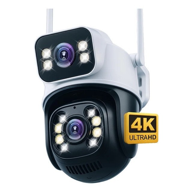 Câmera Segurança Ip Externa Wifi A28 App Icsee À Prova Dágua Ip66 Dome Lente Dupla Lentes 2 Em 1 Vigilancia Visão Noturna Infravermelho 4k Uhd Nova G