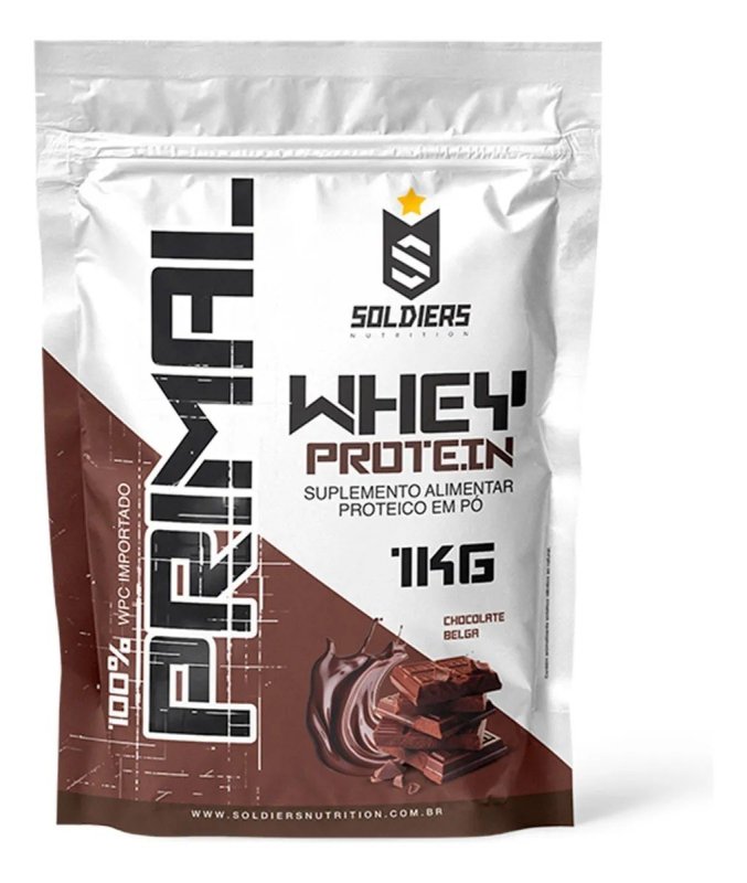 Whey Protein Primal 1kg - Soldiers Nutrition Sabor Chocolate belga