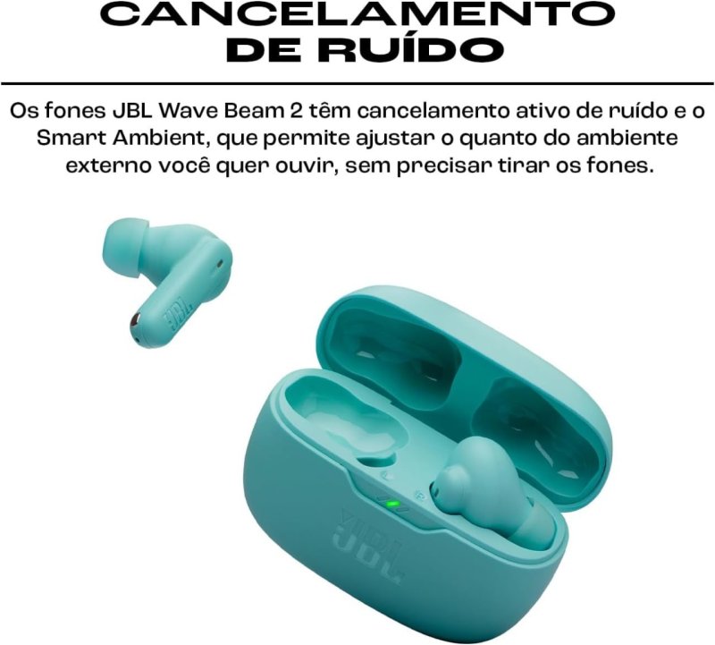 JBL Wave Beam 2 - Fone Intra Auricular Bluetooth - Resistente À Água e Poeira - Azul