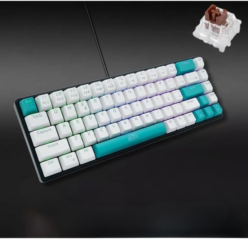 Teclado Gamer Mecânico RGB 65% 68 Teclas Switch Brown Mecânico Anti Ghosting USB-C