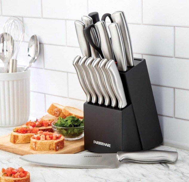 Kit de facas de cozinha Farberware 5152497, preto, 15 peças