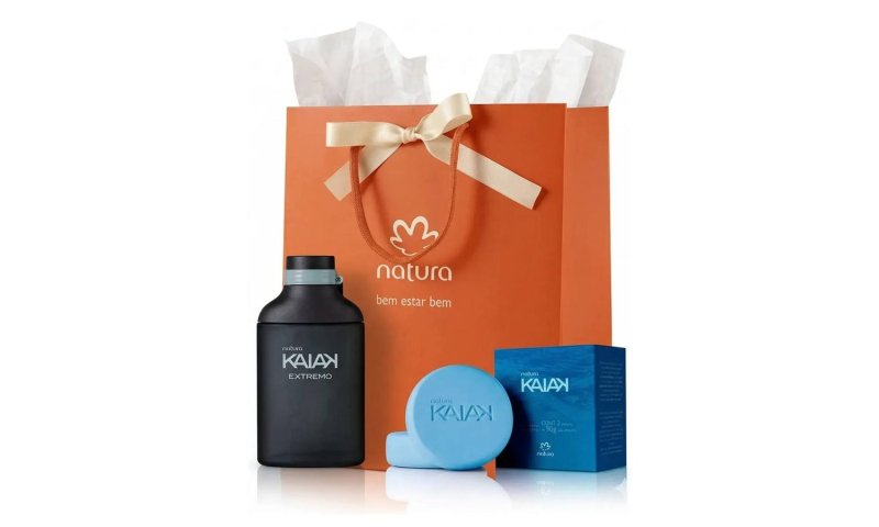 Kit Presente Kaiak: Deo Colônia Extremo 100ml + 2 Sabonetes Barra Corpo E Barba 90g + Sacola Presente M