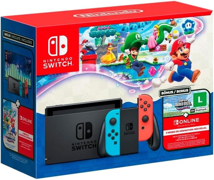 Nintendo Switch Bundle - Super Mario Bros. Wonder - 3 Meses Online