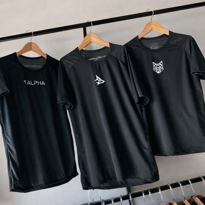 Kit 5 Camisetas Dry All Black Alpha