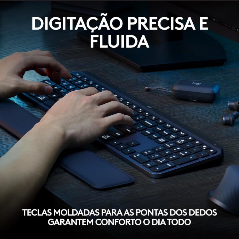 Logitech MX Keys S - Teclado Sem Fio - Clique Silencioso - Iluminação Inteligente - Grafite