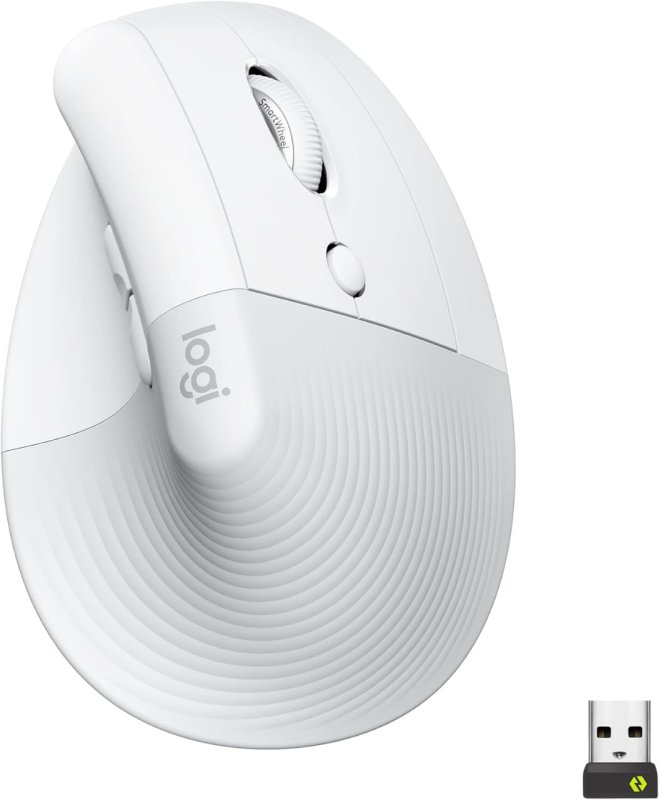 Mouse Sem Fio Logitech Lift Vertical com Design Ergonômico para Redução de Tensão Muscular