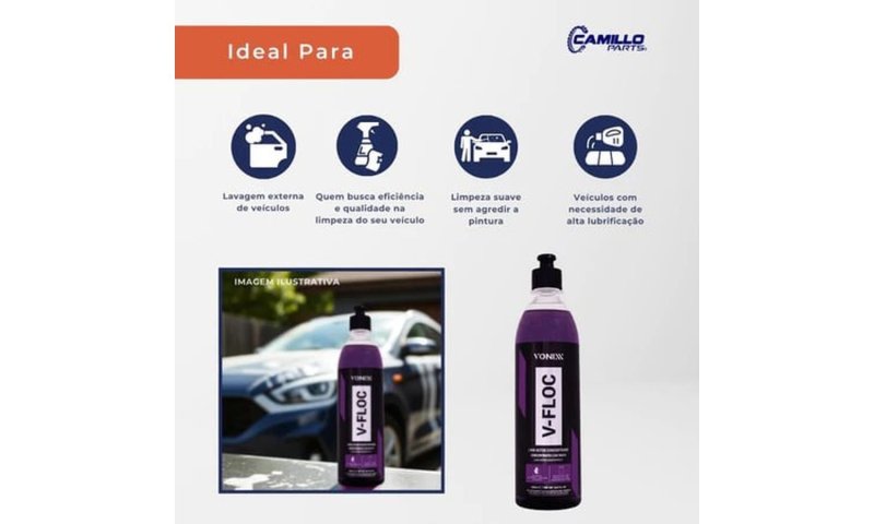 Shampoo Automotivo V-Floc 500ml Vonixx Concentrado Limpeza e Brilho Alta Performance