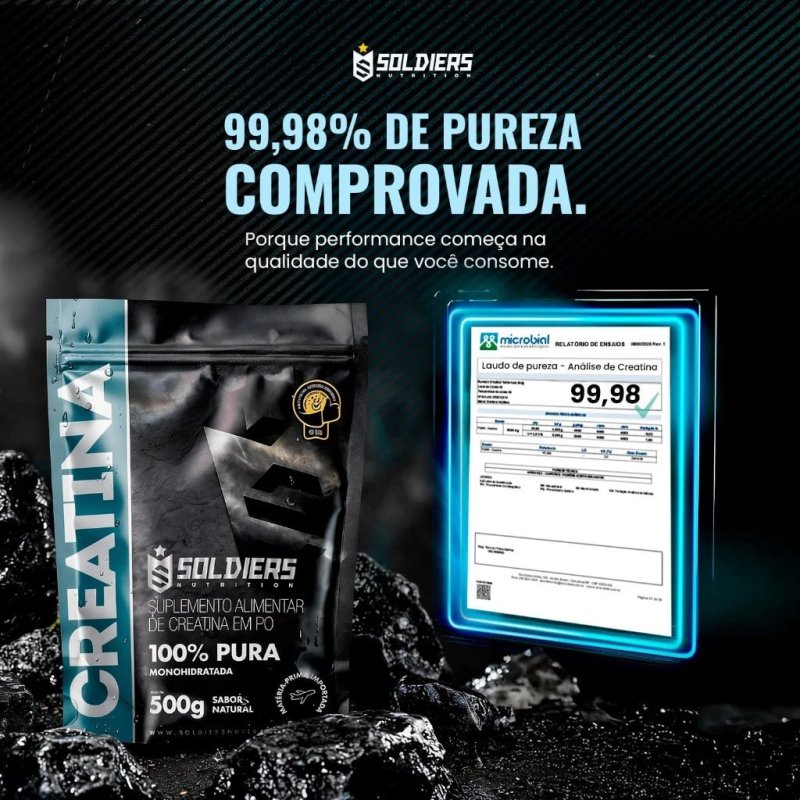 Creatina Monohidratada 600g 100% Pura Importada Soldiers Nutrition