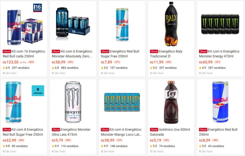 Energético em oferta