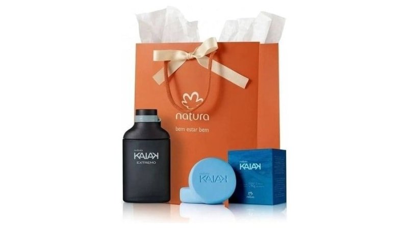 Kit Presente Kaiak: Deo Colônia Extremo 100ml + 2 Sabonetes Barra Corpo E Barba 90g + Sacola Presente M