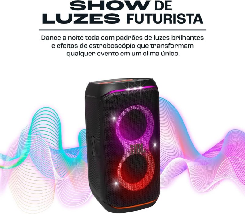 JBL, Caixa de Som, PartyBox Club 120, Bluetooth, Show de Luzes, À Prova de Respingos, Som JBL Pro Sound, 160W RMS - Preta