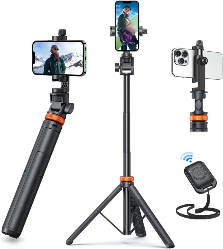 EUCOS tripé 62" para Celular, Suporte para iPhone e Bastão de Selfie com Controle Remoto