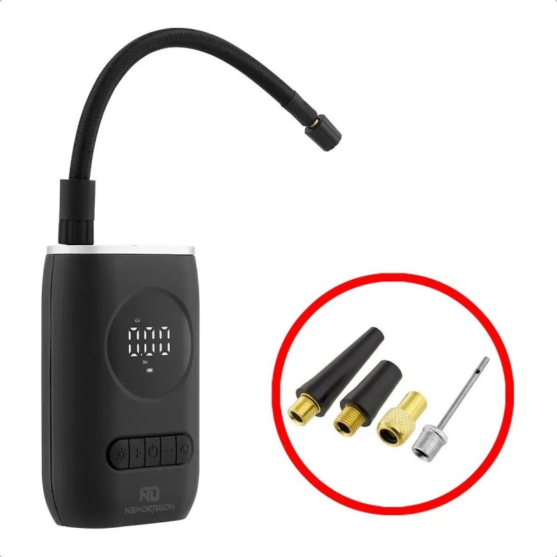 Compressor de Ar Digital Portátil Para Encher Pneu de Carro e Moto