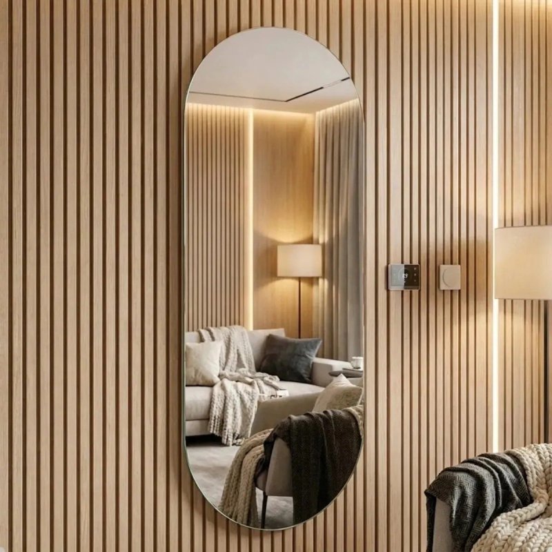 Espelho Orgânico Corpo Inteiro 90cmx40cm Pinterest Polido Moldura Solis - Suporte