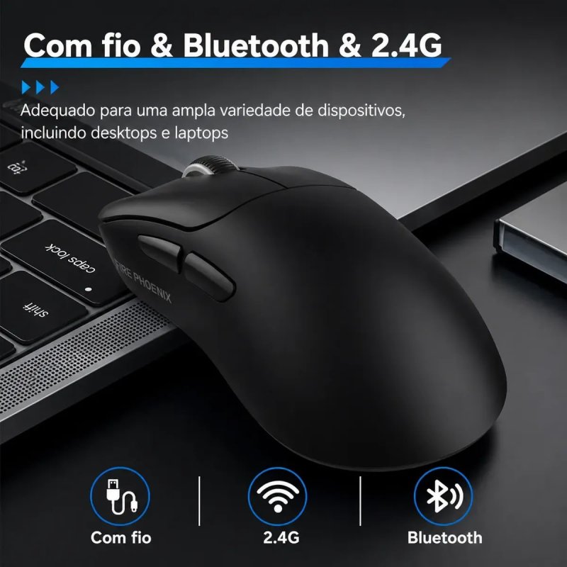 Mouse Gamer Sem Fio 18000dpi Paw3311 Fire Phoenix