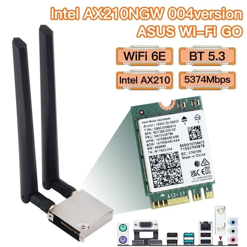 Asus Wifi Go box + placa Ax210 wifi6E + bluetooth 5.3