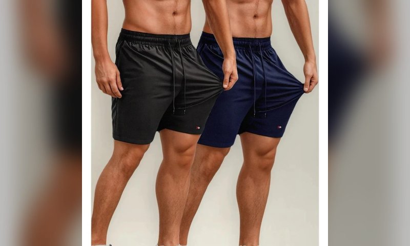 Kit 2 Bermudas Shorts Tactel Elástico Sandrini Dia a Dia Masculinas