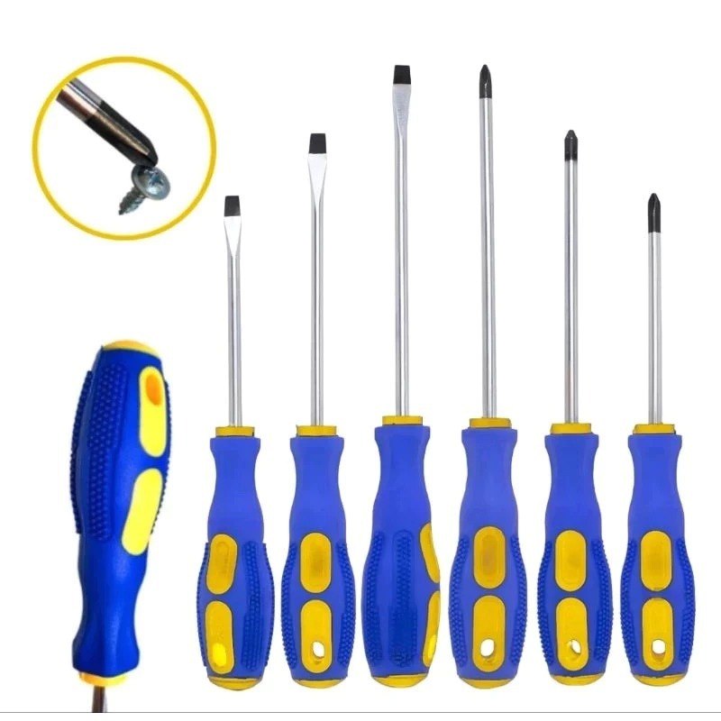 Jogo Chaves de Fenda e Phillips 6 Peças Kit De Chave Profissional Magnética