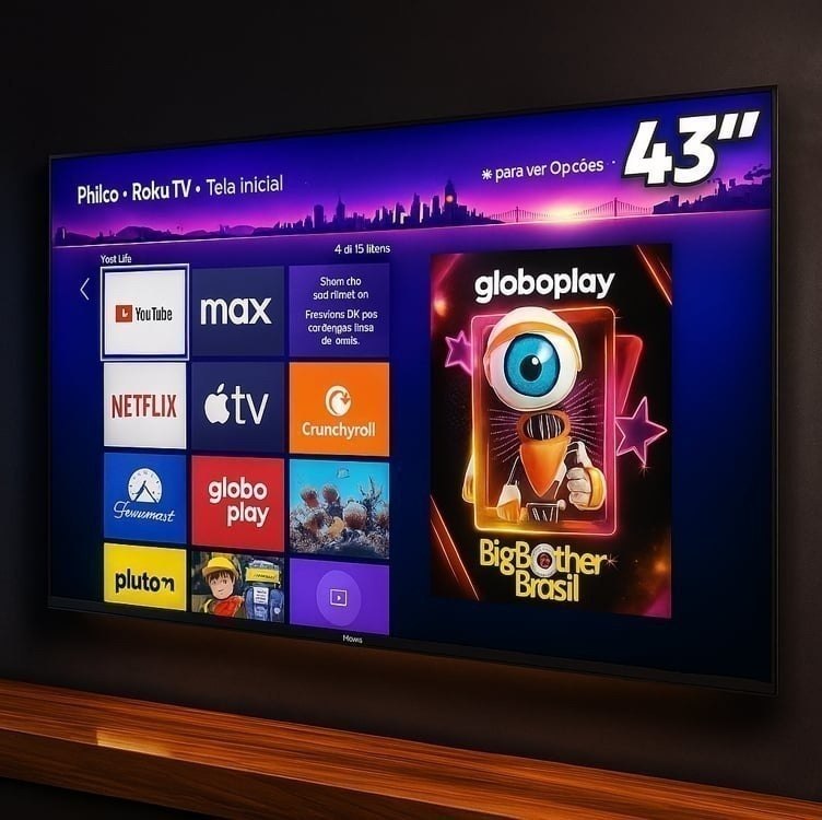 Smart TV 43" Philco Roku TV HDR10 Dolby Áudio + Frete Grátis