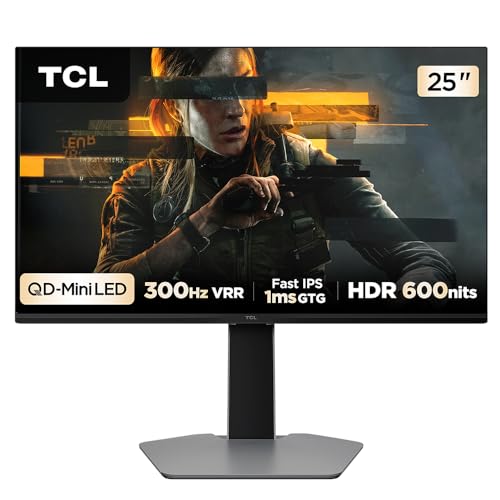 Monitor Gamer, TCL, 25 Polegadas, QD-Mini LED, 300Hz, 1ms (GtG), Freesync, HDR 600 nits, 25G64