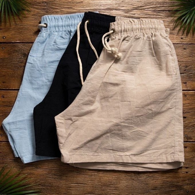 Kit com 3 Shorts Mauricinho em Linho