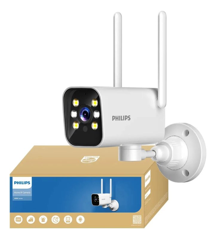 Câmera de Segurança Wifi Full Hd Externa Philips 1080p Sensor Movimento 360º Visão Noturna