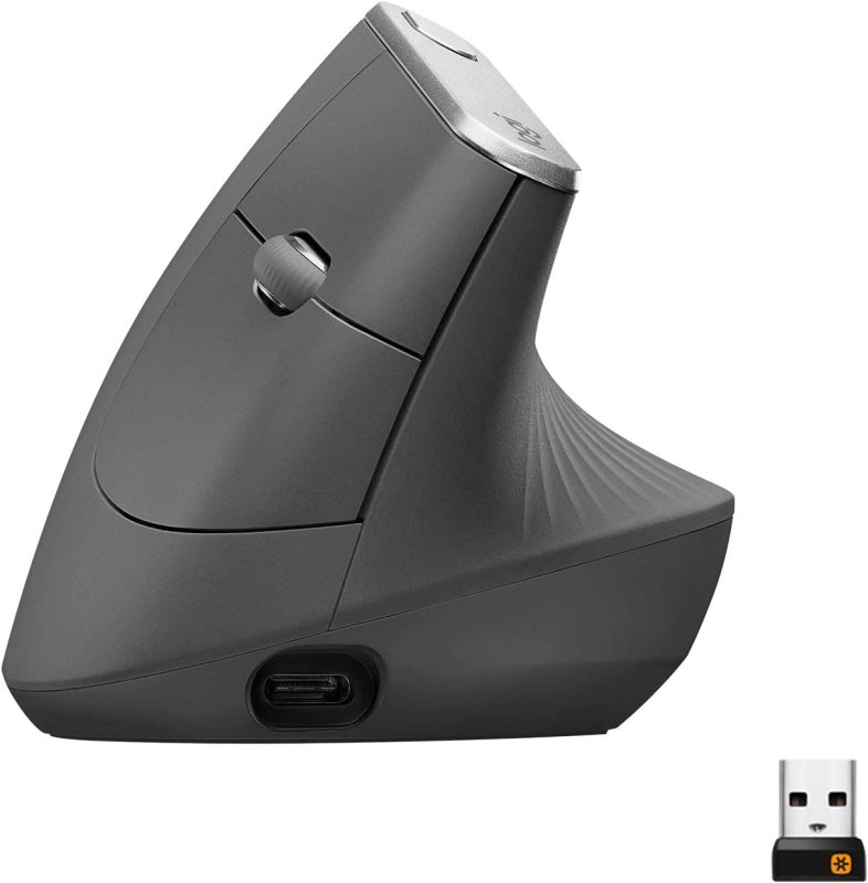 Logitech MX Vertical - Mouse Ergonômico - Bluetooth e USB - Bateria Recarregável