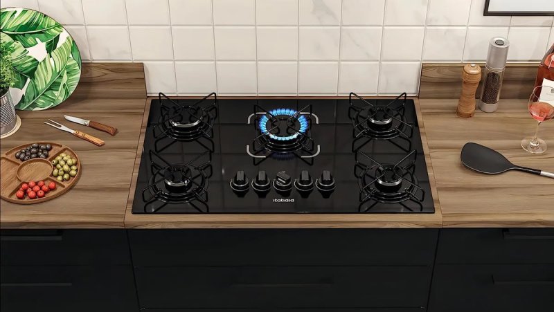 Cooktop Itatiaia Essencial 5 Bocas Mesa Vidro Preto Bivolt