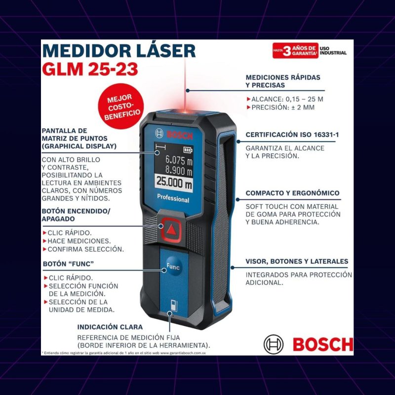 Trena Laser Bosch GLM 25-23 - Mede até 25m sem errar