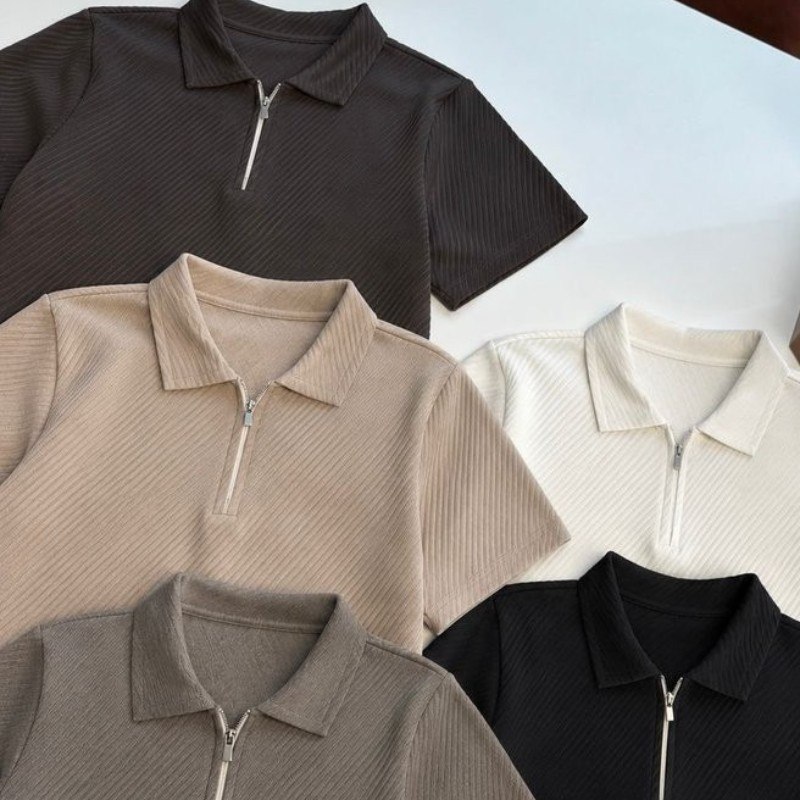 Kit com 2 Camisetas Polo Canelada com Zíper