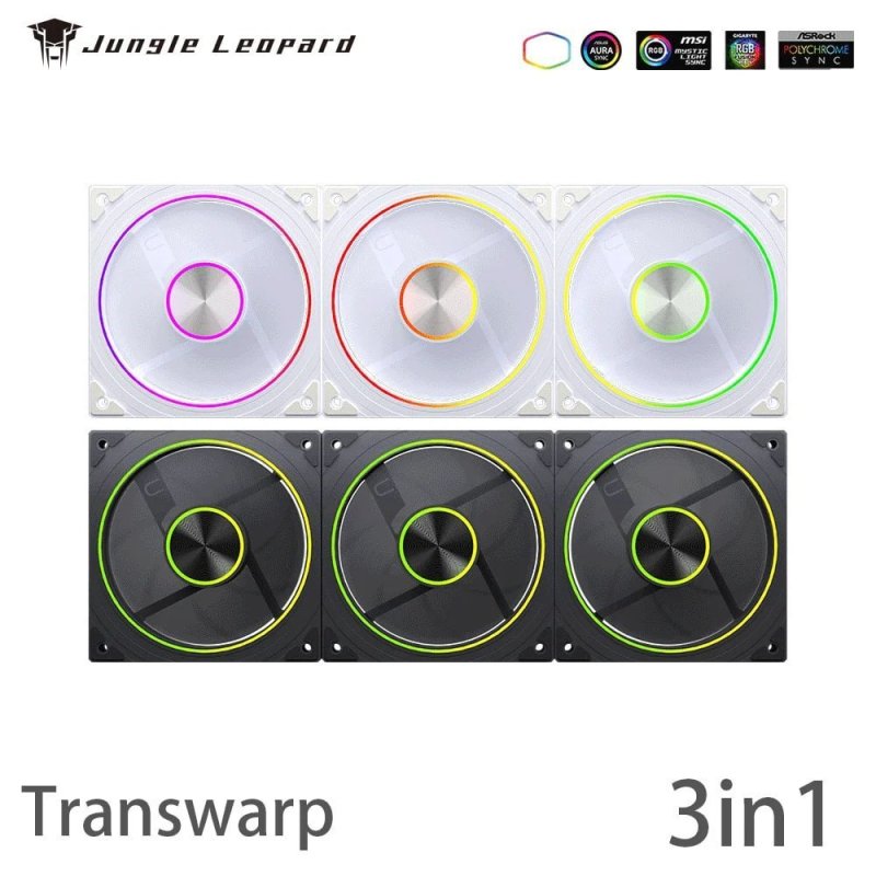 Kits Fans 3 em 1, 360mm ARGB Jungle Leopard Transwarp