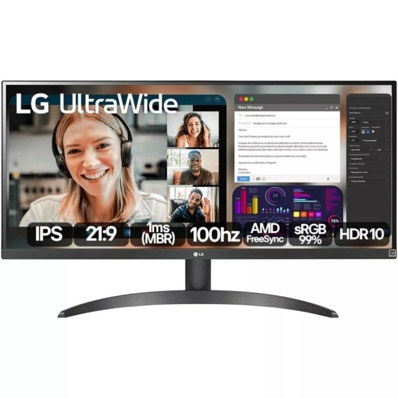Monitor LG UltraWide Tela IPS 29'' 100Hz –29WQ500B