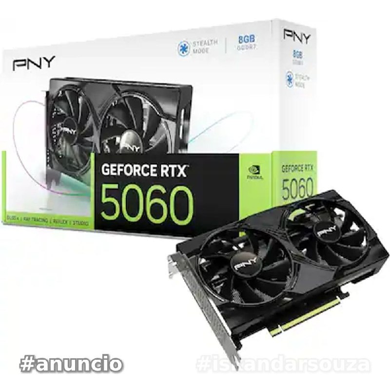 Placa de Vídeo NVIDIA GeForce PNY RTX5060 8GB DUAL FAN OC Blackwell
