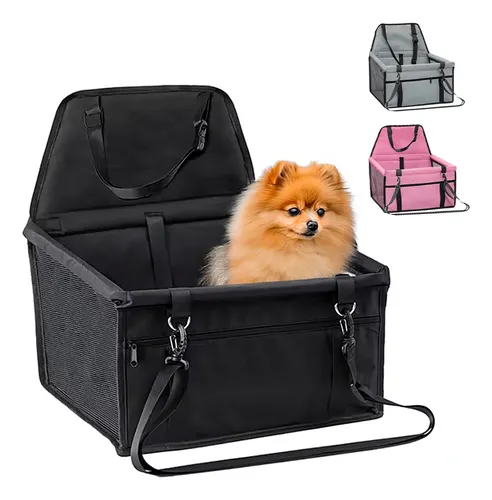 Cadeirinha Assento Transporte Pet Carro Passeio Cães Gatos - Preto / Cinza