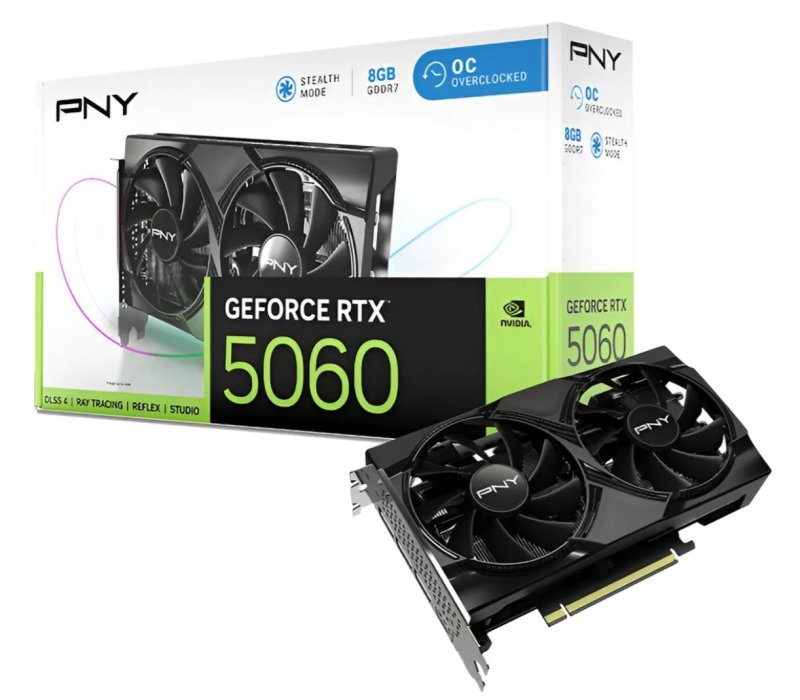 Placa de Vídeo NVIDIA GeForce PNY RTX 5060 de 8GB DUAL FAN OC