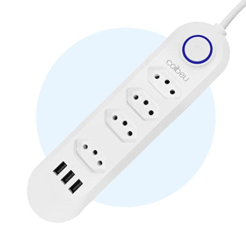 Extensão Tomada com 4 Tomadas e 3 Interfaces USB