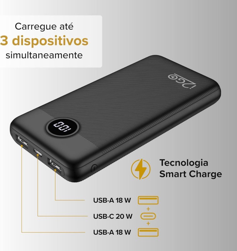 I2GO, Carregador Portátil (Power Bank) Ultra Rápido 20000mAh