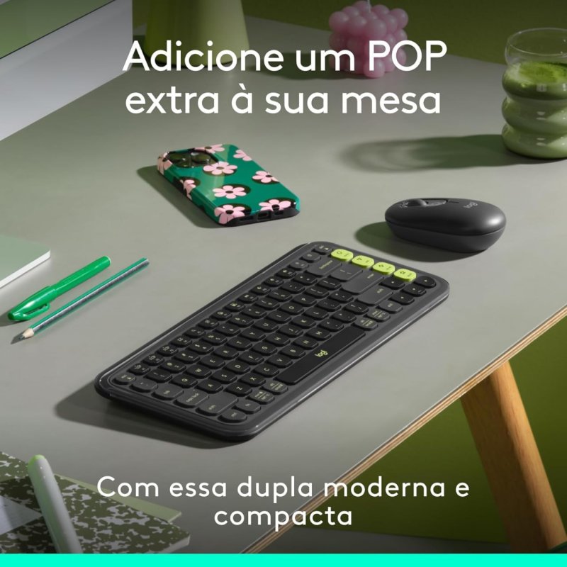Logitech POP Icon - Teclado e Mouse Sem Fio - Bluetooth Easy-Switch - Grafite