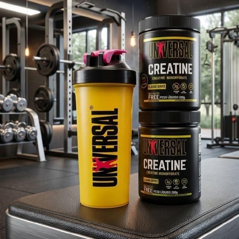 KIt com 2x Creatinas Universal Nutrition 200g + 1 Coqueteleira