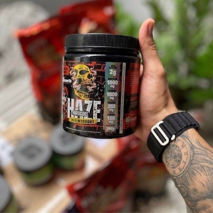 Pré-treino Haze Hardcore 300g Growth Supplements - Uva + Frete Grátis